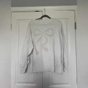 Aerie Big Chill Crew Bow Sweatshirt Size Medium Worn Once